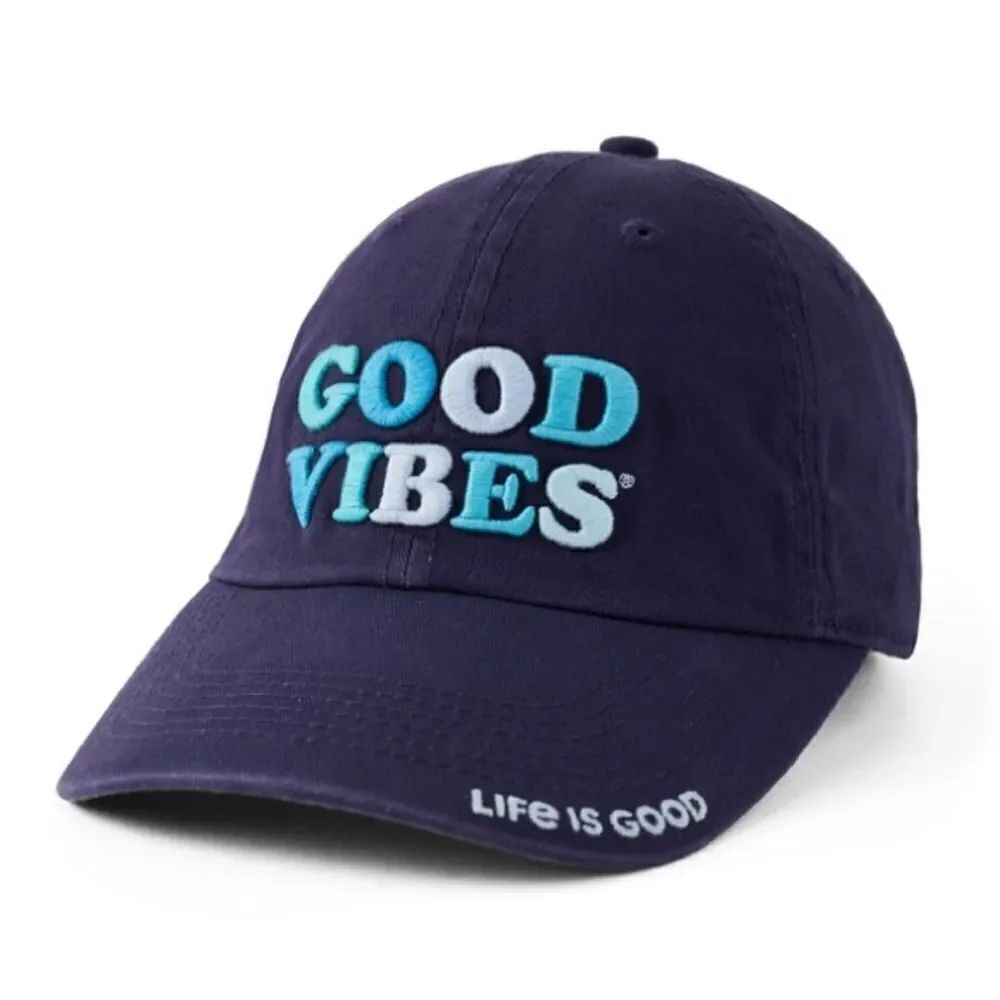 Life is Good “Good Vibes” Chill Darkest Blue 6 Panel Cap Unisex OSFM NWT